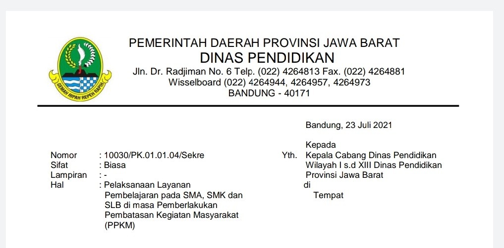 Pelaksanaan Layanan  Pembelajaran pada SMA, SMK dan  SLB di masa PPKM 